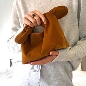 Merit Beauty The Signature Bag Brown Tan Corduroy Makeup Bag Purse